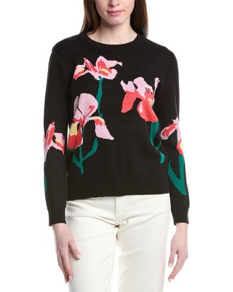 T Tahari Flower Jacquard Top