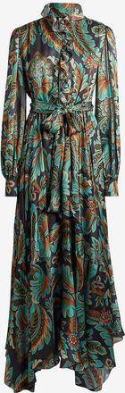 Etro Langes asymmetrisches Seidenkleid mit Bl&uuml;tenprint