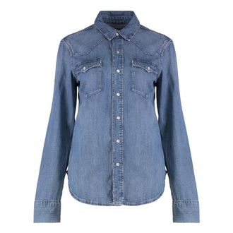 Polo Ralph Lauren Denim Shirts, female, Blue, Size: L Denim Shirt with Front Pockets