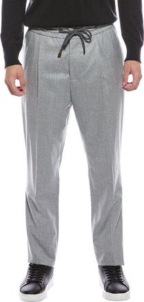 Brunello Cucinelli Pleated Leisure Fit Wool Drawstring Pant