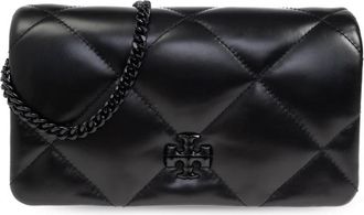 Tory Burch Kira Diamond Chain Wallet - Dames - Portefeuilles - Zwart - ONE Size - Leer - Accessoires
