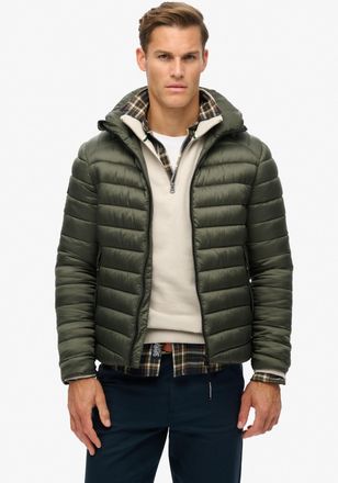 Superdry Steppjacke SUPERDRY HOODED FUJI SPORT PADDED JKT, Herren, Gr. S, gr&uuml;n (army khaki), Web, Obermaterial: 100% Polyester, unifarben, slim fit, gerader Ab