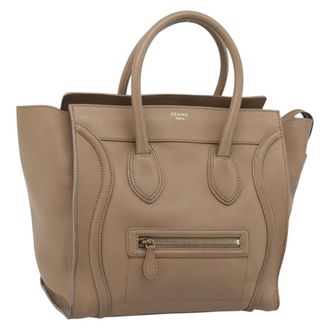 Celine Shopper Luggage Leather Beige Leather Handbag (Pre-Owned)