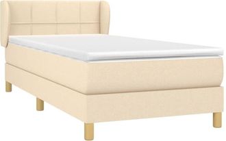vidaXL Cama Box Spring Con Colch&oacute;n Tela Color Crema 80x200 Cm Vidaxl