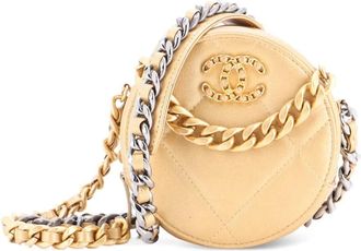 Chanel 19 Round With Chain gewatteerde leren clutch - Goud