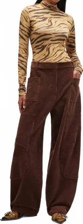 Ganni Corduroy Curved Trousers In Chicory Coffee Brown