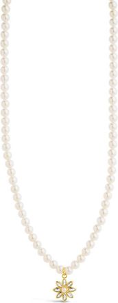 Sterling Forever Esti Cubic Zirconia & Cultured Pearl Necklace in White/Gold at Nordstrom Rack