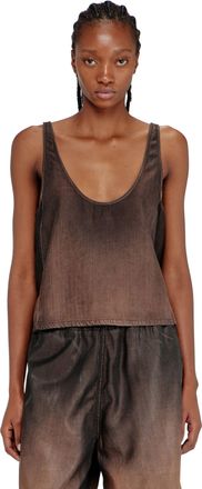 Diesel Tank top in fluid coated denim - Tops - Woman - Brown