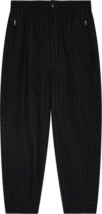 Giorgio Armani pinstriped tapered trousers - Black
