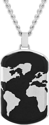 Robert Alton Black and White Stainless Steel Mens Dog Tag Necklace