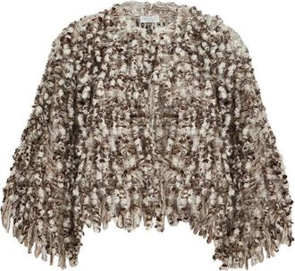 Brunello Cucinelli Dazzling Twist-embroidery Cardigan In Mohair And Wool