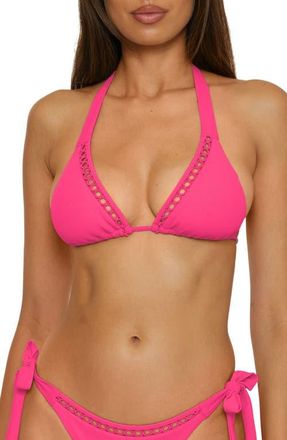 BECCA by Rebecca Virtue Modern Edge Triangle Bikini Top in Punch at Nordstrom, Size Medium