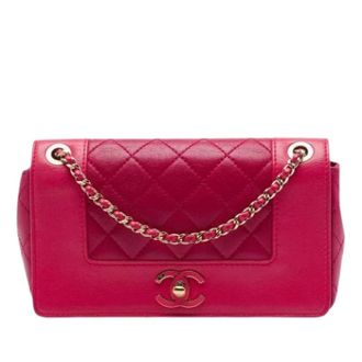 Chanel Pre-owned Quilted Sheepskin Crossbody Bag - Dames - Pre-owned - Roze - Maat: ONE Size Leer