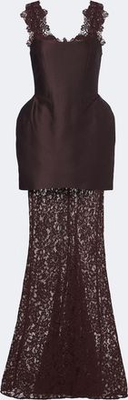 De La Vali Vestido de fiesta bustier Hecate de encaje y sarga
