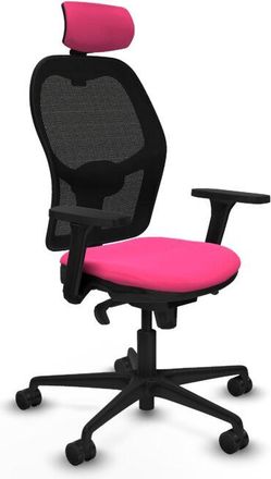 Piqueras y Crespo Piqueras Y Crespo - Jorquera Sincro Malla Negra Similpiel Rosa Brazos 3d Base Nailon Cabecero 2d Ruedas 65mm Nailon