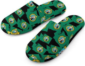 Generic Washington Goldfinch Flag Mens Cotton Slippers Memory Foam Comfort House Shoes Winter Indoor Slipper for Hotel Casa Spa