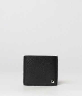 Fendi Portafoglio bifold in pelle di vitello a grana con monogramma FF