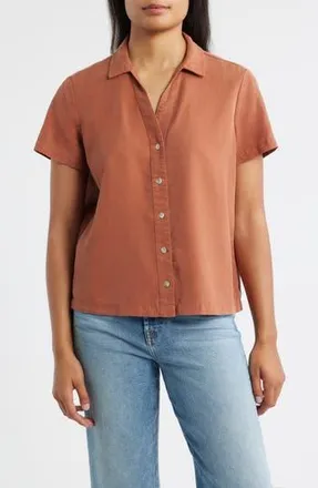 Cloth & Stone Flowy Button-Up Shirt in Topaz Honey at Nordstrom Rack, Size X-Small