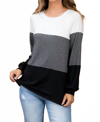You And Me Long Sleeve Sweater In Black/grey