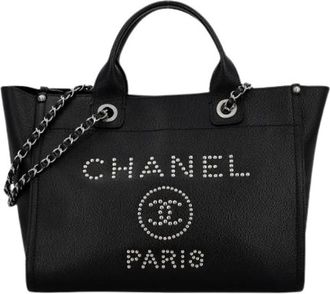 Chanel Pre-owned Deauville Shopper - Dames - Vintage Shopper - Zwart - ONE Size - Leer - Vintage