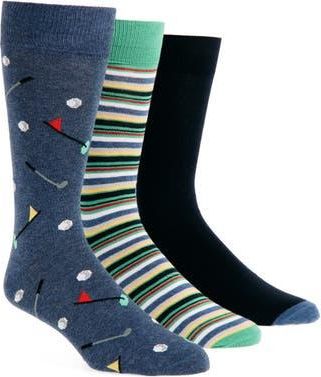 Lorenzo Uomo Assorted 3-Pack Crew Socks in Navy at Nordstrom Rack