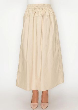 YAL New York Sand Beige Full Skirt with Drawstring Detail