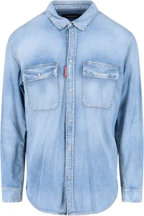 Dsquared2 Logo Shirt - Light Blue Denim