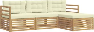 vidaXL Conjunto De Sof&aacute;s De Exterior 4 Uds. Blanco Y Crema Poli&eacute;ster Vidaxl