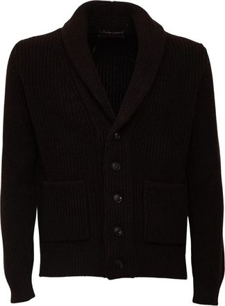 FILIPPO DE LAURENTIIS Sjaalkraag Vest - Heren - Vesten - Bruin - M - Katoen - Truien & Vesten