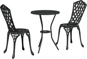 vidaXL Garden Bistro Set 3 pcs Black Aluminium Vidaxl