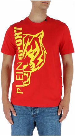 Plein Sport Gedrukt Grijs Katoenen T-shirt - Heren - Sportshirts - Rood - M - Katoen - Fitness