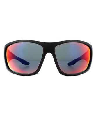 Prada Wrap Mens Black Dark Drey Blue Red Mirror Sunglasses - One Size