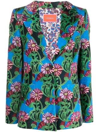 La DoubleJ floral-print single-breasted blazer - Green