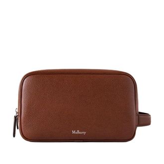 Mulberry Small Classic Grain Toilet Bag - Heren - Tassen - Bruin - Maat: ONE Size Leer