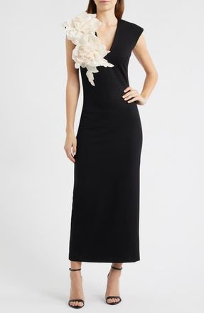 Elliatt Zahara Floral Sleeveless Gown in Black at Nordstrom, Size Xx-Small