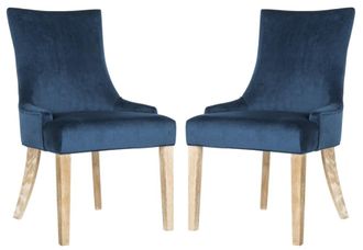 Safavieh Set de 2 sillas de comedor en madera de abedul azul marino