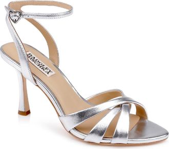 Badgley Mischka Xeilani Ankle Strap Sandal in Silver Leather at Nordstrom, Size 6.5