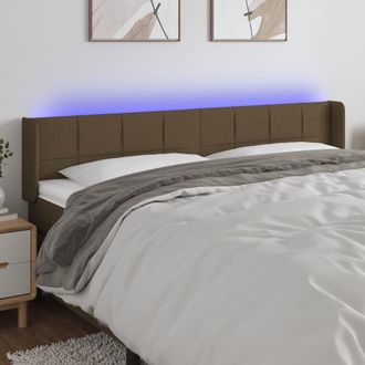 vidaXL Cabecero Con Led De Tela Marr&oacute;n Oscuro 203x16x78/88 Cm Vidaxl
