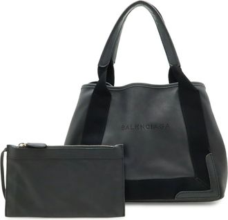 Balenciaga Black Leather Handbag Pouch Tote Bag (Pre-Owned)
