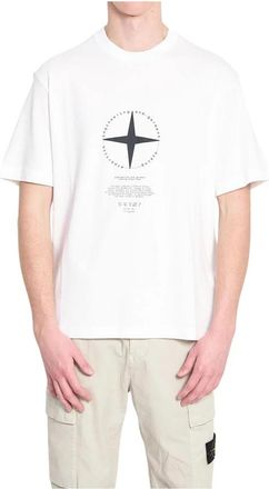 Stone Island Light Compass T-Shirt - Heren - T-shirts - Wit - S - Katoen - Tops