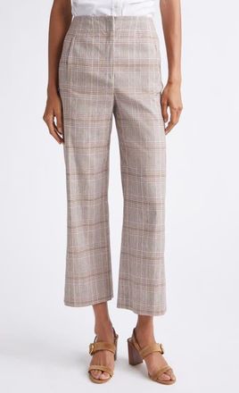 Veronica Beard Dova High Waist Glen Check Ankle Pants in Raisin Multi at Nordstrom, Size 16