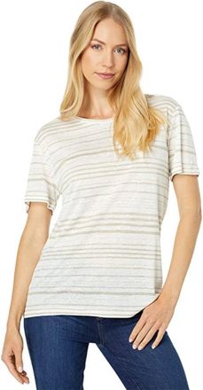 Splendid Skyla T-Shirt Women White Perissa Print Linen Blend Short Sleeve JZZ199