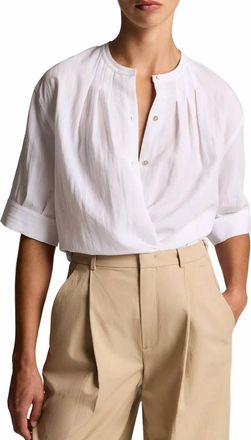 Vince Gathered A-Line Button-Front Shirt In Optic White