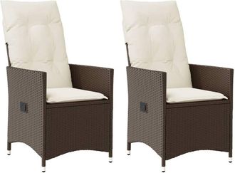 vidaXL Sillones Reclinables Jard&iacute;n Con Cojines Marrones 2 Uds Rat&aacute;n Pe Vidaxl