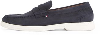 Tommy Hilfiger Mens Nubuck Leather Loafers, Blue (Desert Sky), 10