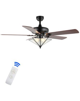 Jonathan Y Designs Jonathan Y Moravia 52In 5-Light Rustic Star Shade Led Ceiling Fan With Remote
