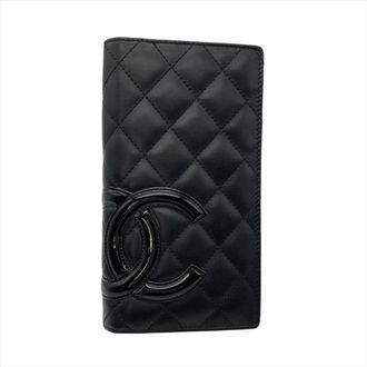 Chanel Black Leather Long Wallet (Bi-Fold) (Pre-Owned)