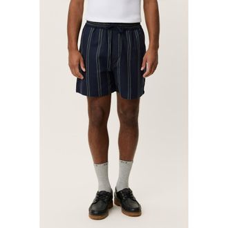 Les Deux Lawson Stripe Cotton Drawstring Shorts in Dark Navy at Nordstrom, Size Xx-Large