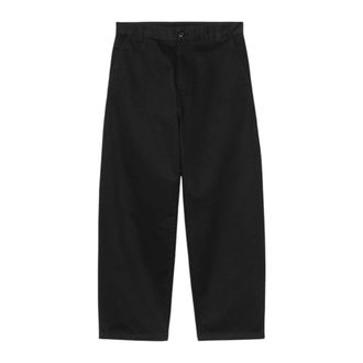 Carhartt Work in Progress Wide Leg Cotton Twill Trousers - Black Stone Washed - male - Carhartt Wip - Straight Trousers - Black - XL - Trousers