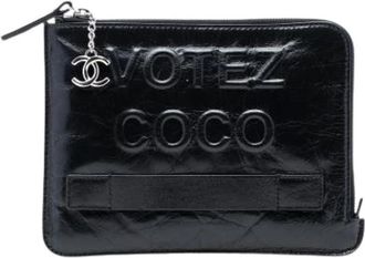 Chanel Pre-owned Clutches, female, Black, Size: ONE SIZE Pre-owned Leather Clutch